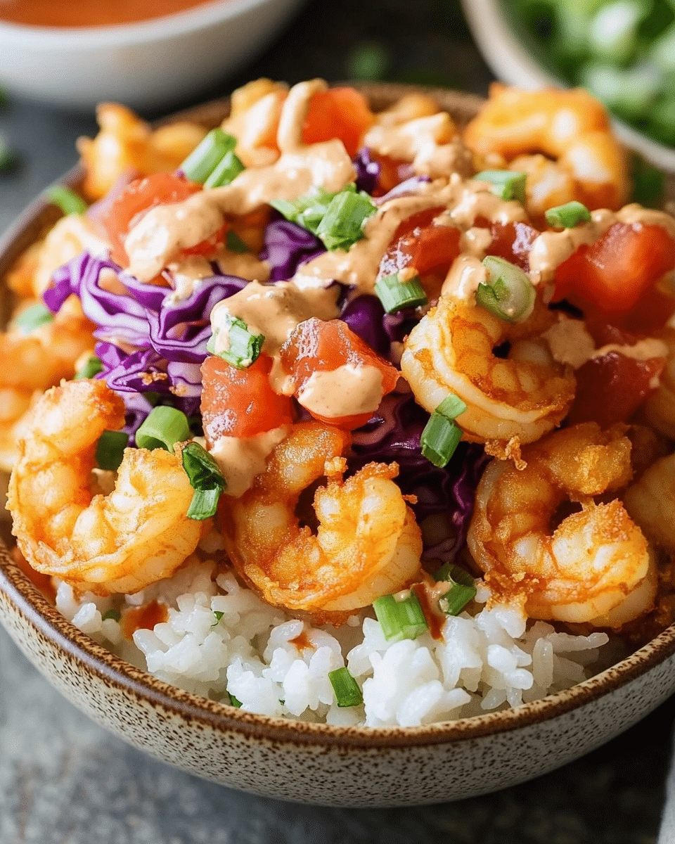 Crispy Bang Bang Shrimp Rice Bowls with a Zesty Sauce
