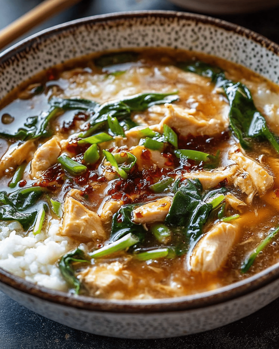 Spicy Chicken Spinach Soup with Garlicky Chili Oil: A Flavor-Packed, Heartwarming Recipe