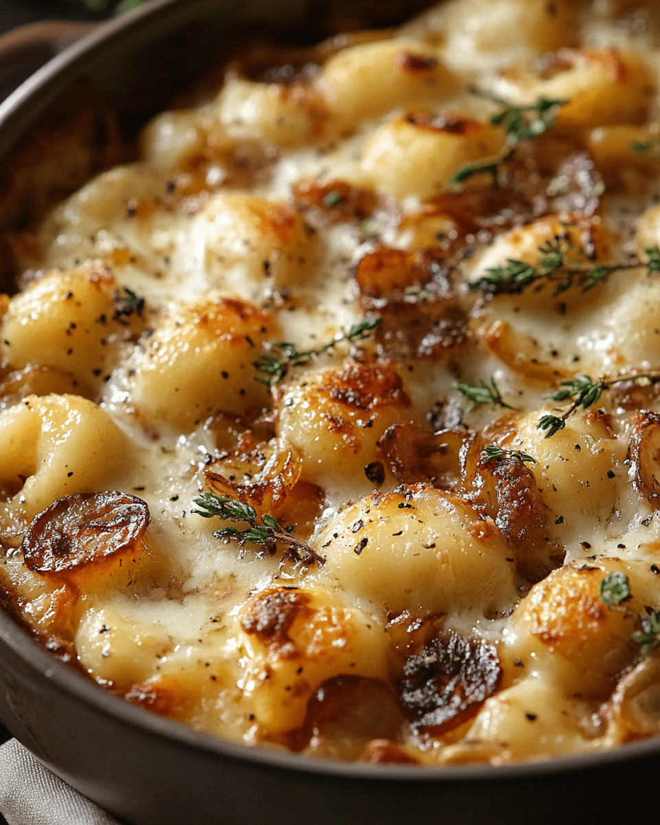 Golden Baked Gnocchi with Caramelized Onions and Gruyère: A Cozy, Flavor-Packed Skillet Meal
