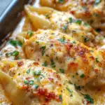 Cheesy Chicken Stuffed Shells with Creamy Garlic Sauce — Your Ultimate Comfort Food Recipe