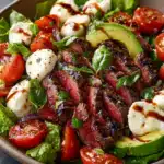Balsamic Grilled Steak Salad with Fresh Avocado and Mozzarella — A Perfect Balance of Flavor and Nutrition
