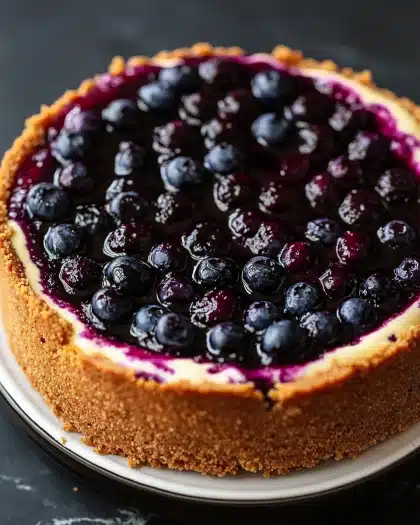 Classic Blueberry Cheesecake with a Graham Cracker Crust