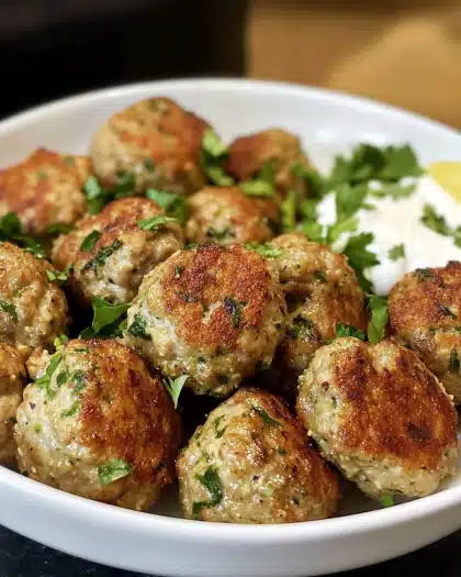 Mediterranean Turkey Meatballs with Lemon Yogurt Sauce Recipe