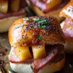BBQ Ham and Swiss Sliders with Caramelized Pineapple-Onion Topping A Flavor Explosion in Every Bite