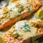 Baked Salmon with Lemon Dijon Sauce — A Crispy, Creamy Delight for Your Dinner Table