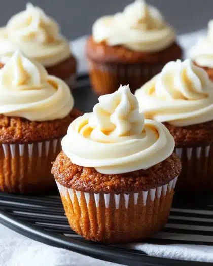 Moist Carrot Cake Cupcakes with Cream Cheese Frosting