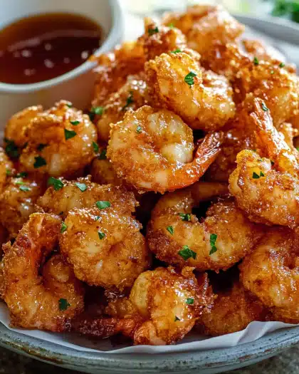 Crispy Buttermilk Fried Shrimp with Sweet Heat Honey Drizzle