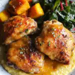 Spicy Maple Glazed Chicken with Roasted Butternut Squash and Cheddar Polenta Recipe