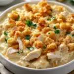 Creamy Chicken Casserole with Crunchy Cracker Topping