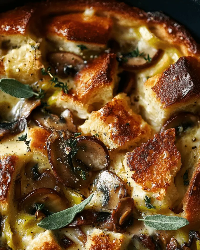 Savory Mushroom and Leek Brioche Bread Pudding: A Cozy, Gourmet Comfort Dish