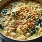 Creamy Cannellini Bean and Spinach Soup with Lemon-Garlic Breadcrumbs