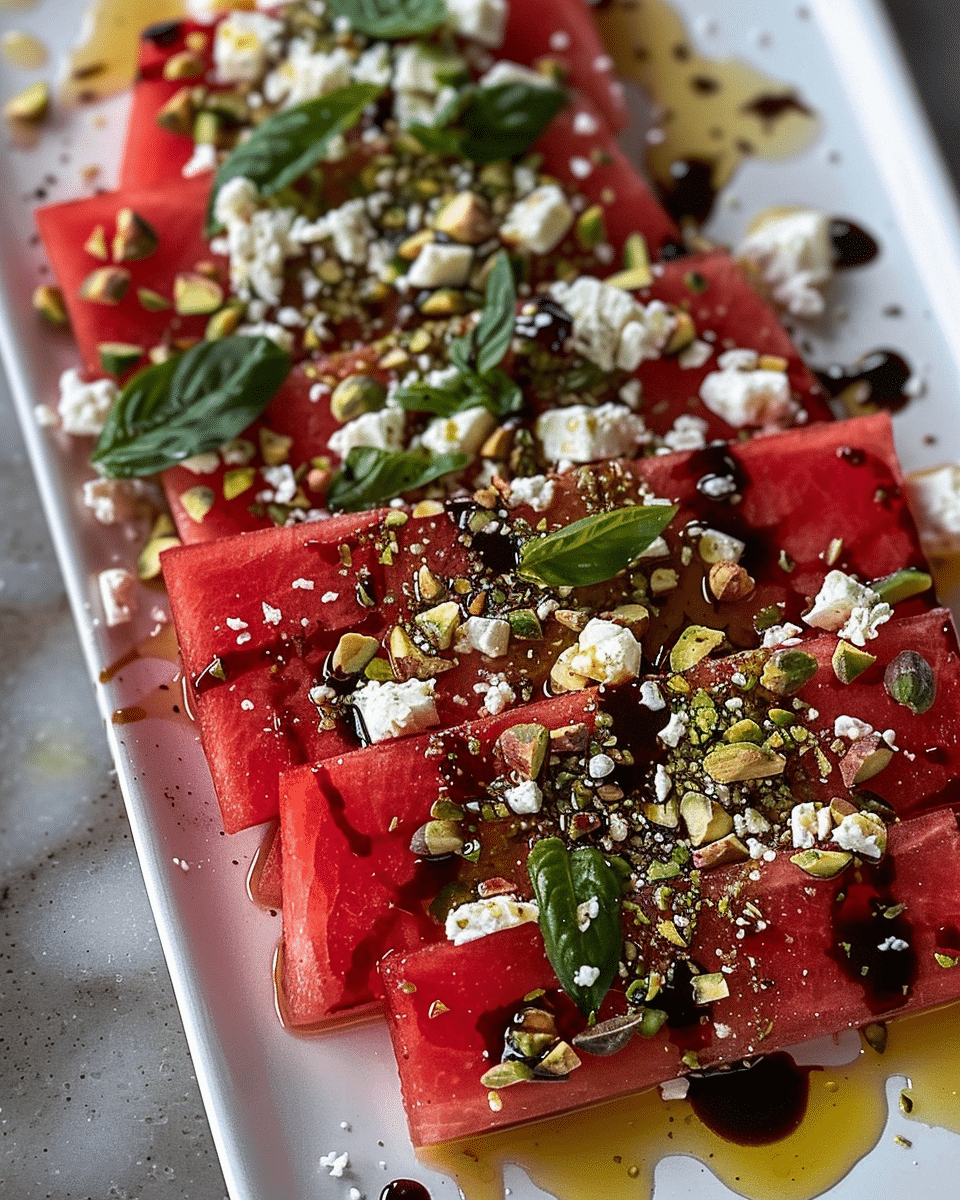 Watermelon Carpaccio with Feta-Basil-Pistachio: A Refreshing Summer Delight