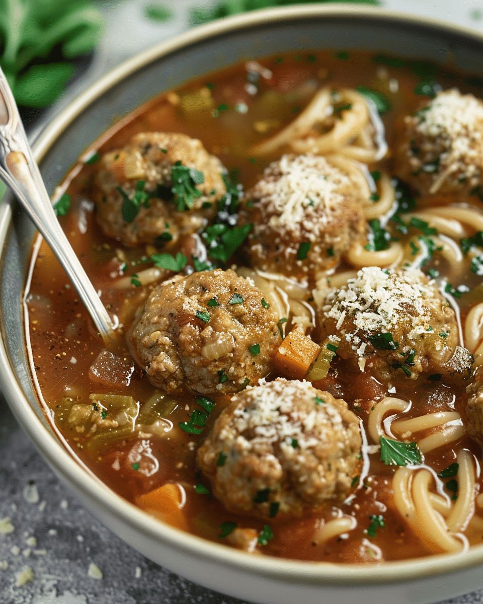 Hearty Italian Meatball Soup with Homemade Meatballs