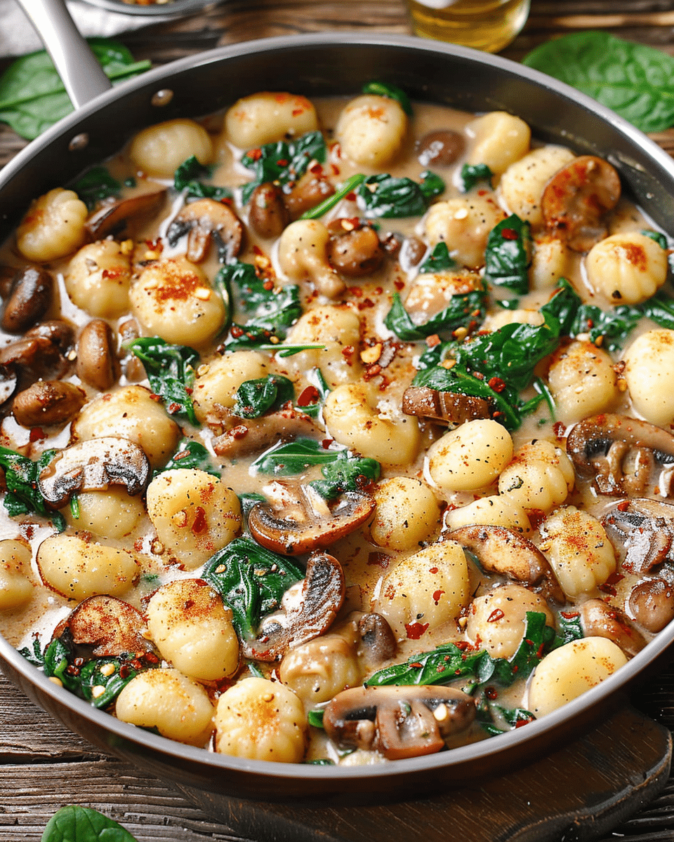Gnocchi with Creamy Mushroom-Spinach Sauce: A Comforting 30-Minute Meal