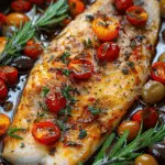 Baked Fish with Cherry Tomatoes and Olives – A Flavorful and Easy Seafood Delight