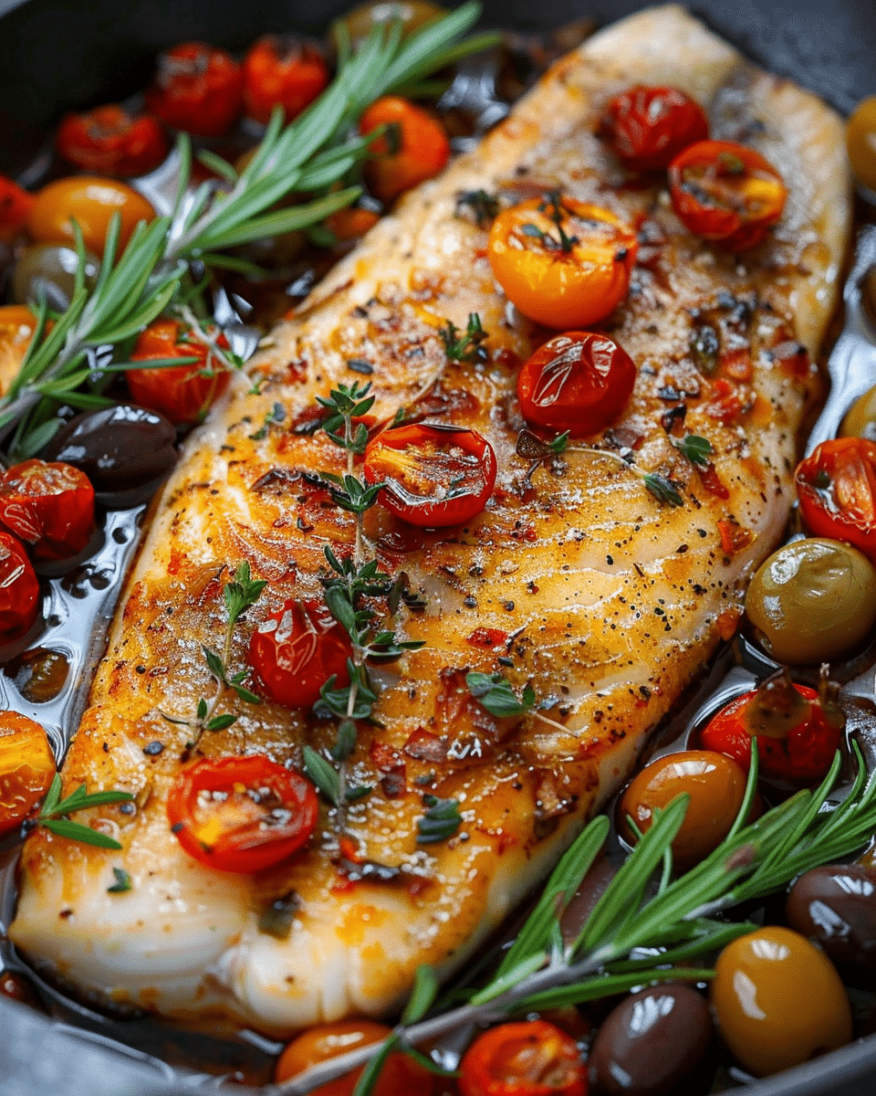 Baked Fish with Cherry Tomatoes and Olives – A Flavorful and Easy Seafood Delight