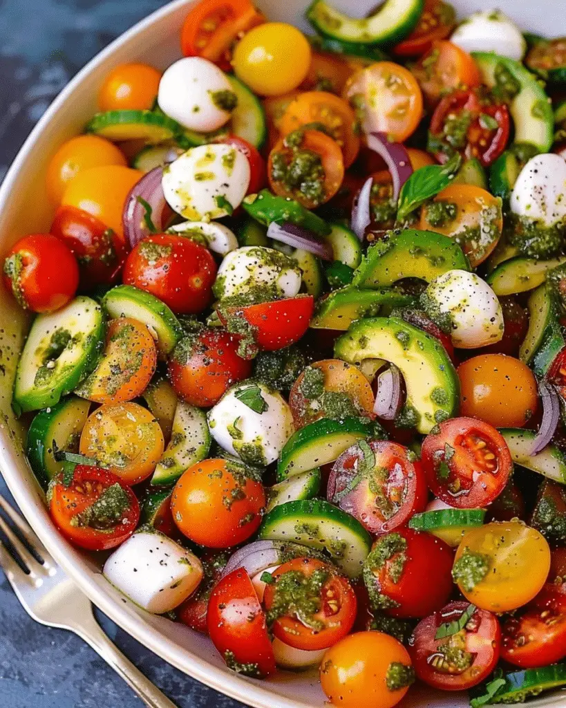 Fresh Avocado and Tomato Pesto Salad Recipe: A Refreshing and Healthy Delight