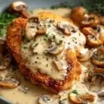 Golden Crispy Chicken with Creamy Mushroom Sauce: A Delightful Dinner Made Easy