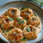 Gourmet Prawn and Chicken Dumplings with Savory Tahini Drizzle