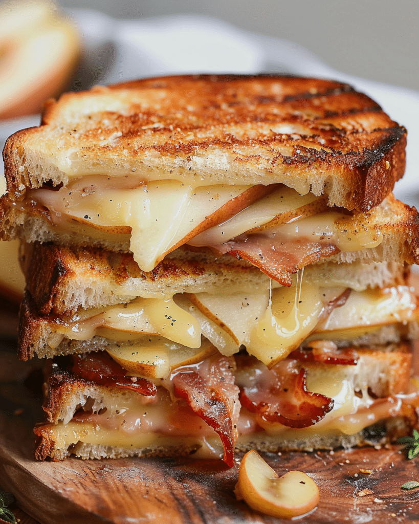 Gourmet Cheddar, Pear, and Bacon Grilled Sandwich