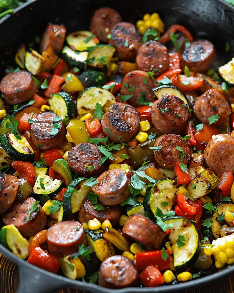 Sizzling Sausage and Veggie Medley – A Quick & Flavorful One-Pan Dinner