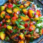 Sweet and Spicy Cilantro-Lime Chicken with Fresh Peach Salsa