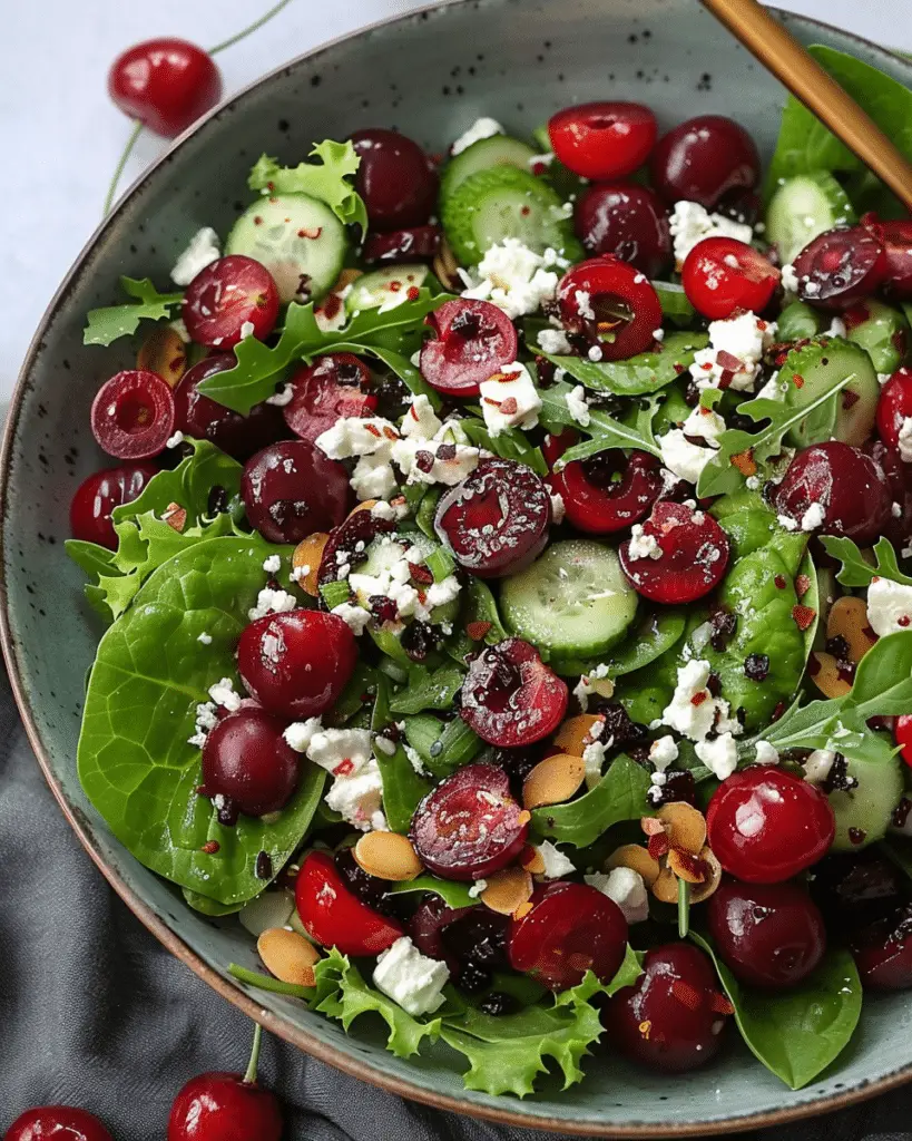 Vibrant Spring Mix Salad with Sweet Cherries and Feta: A Refreshing Burst of Flavor for Your Table