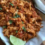 slow cooker shredded Mexican chicken in tomato sauce