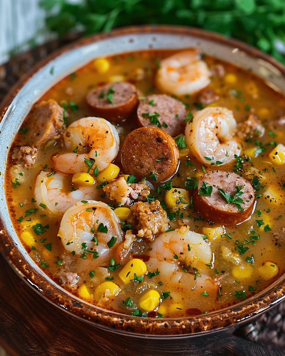 Sausage and Shrimp Corn Chowder with a Kick