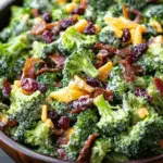 Healthy Broccoli Salad with Cheddar, Bacon and Cranberries