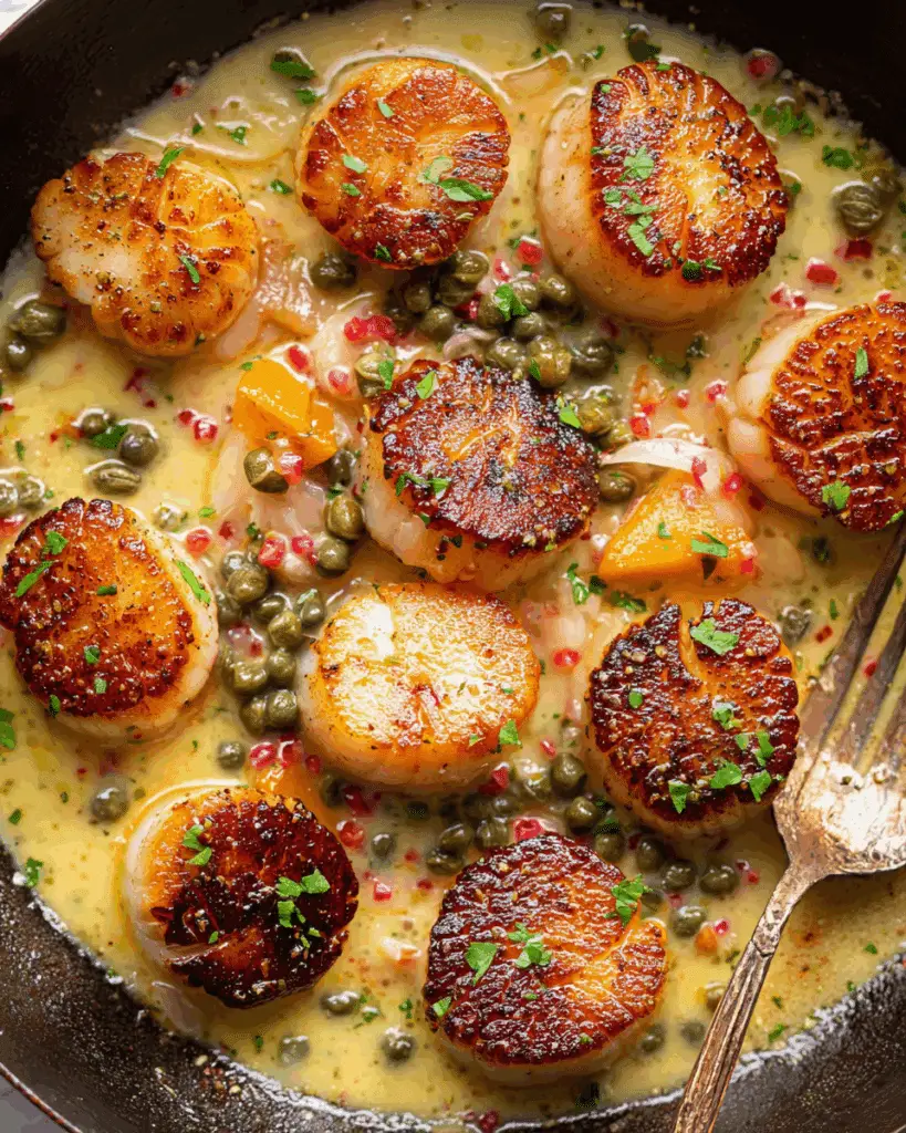 Pan-Seared Scallops with Lemon-Garlic Caper Butter Sauce