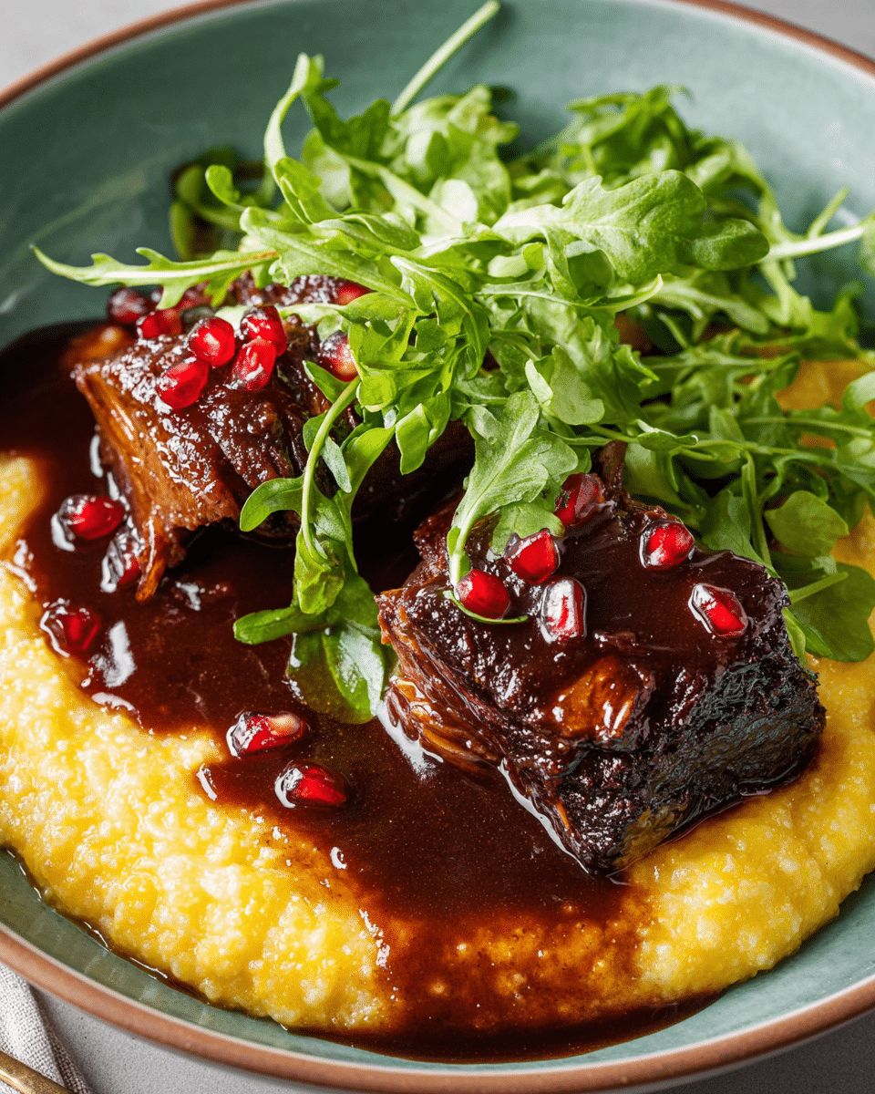 Short Ribs with Pomegranate Demi-Glace - Cozy & Elegant