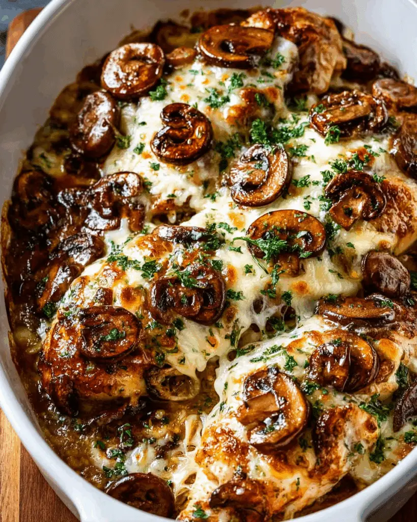 Easy Cheesy Chicken & Mushroom Bake Delight