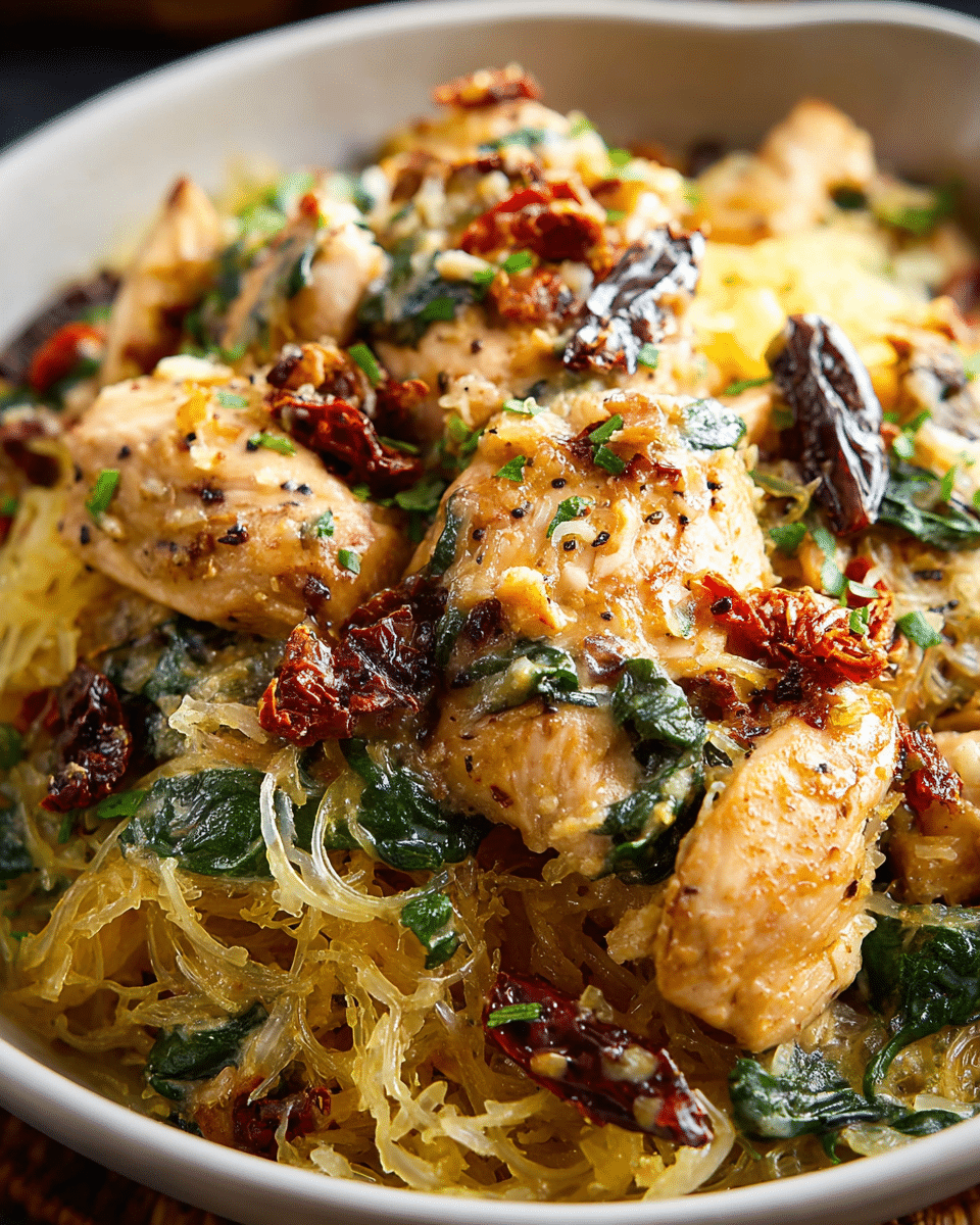 Creamy Sun-Dried Tomato Chicken with Spaghetti Squash Delight